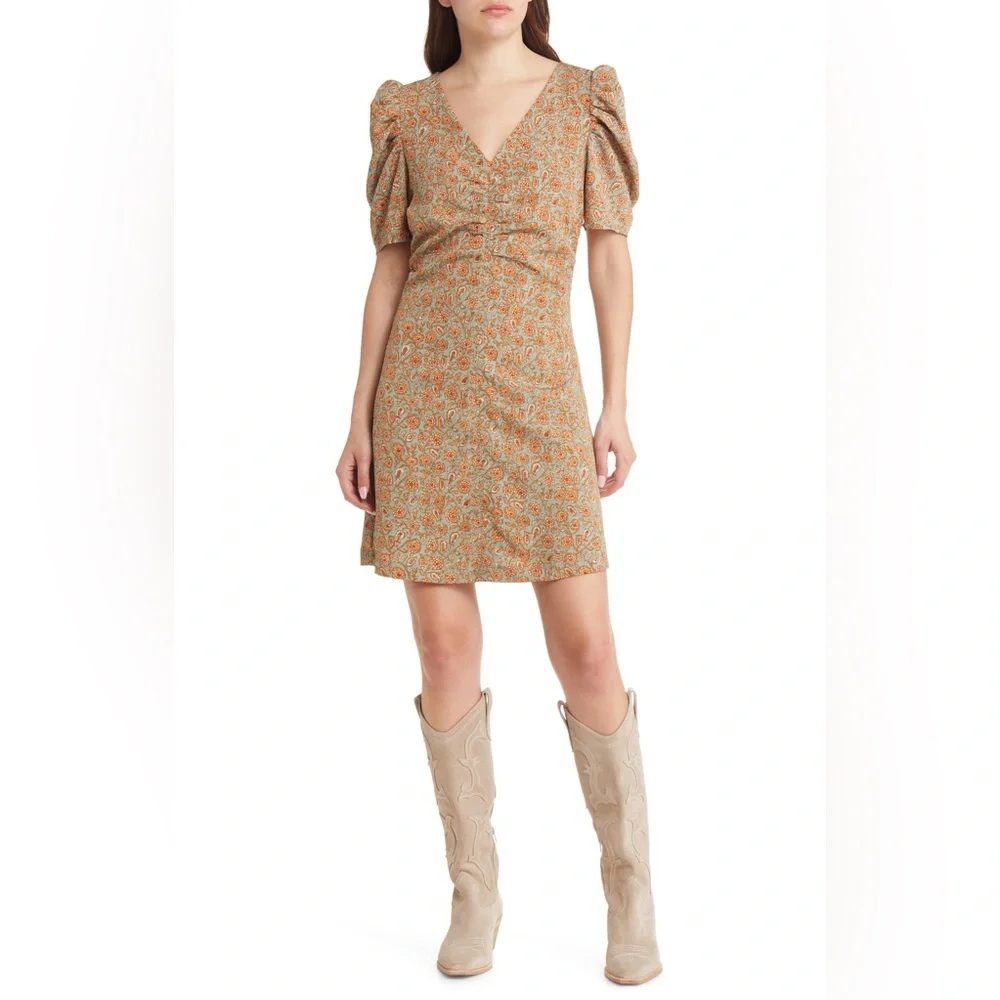 Treasure and Bond Paisley Floral Mini Dress - Size XS